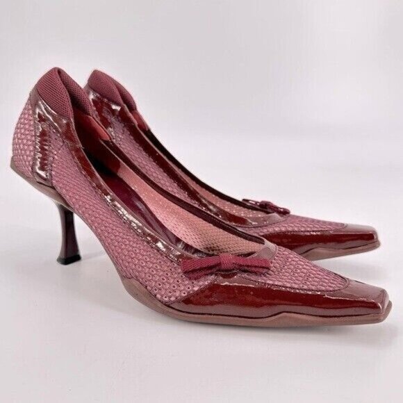 PRADA Y2K 2000 Vintage Mesh Pointed Toe Kitten Heel Pumps Heels Shoes Size 37.5 - Picture 1 of 9